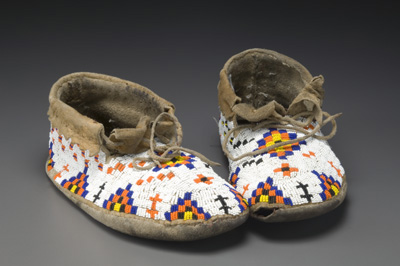 A child's pair of moccasins from the indigenous people of the Plains
